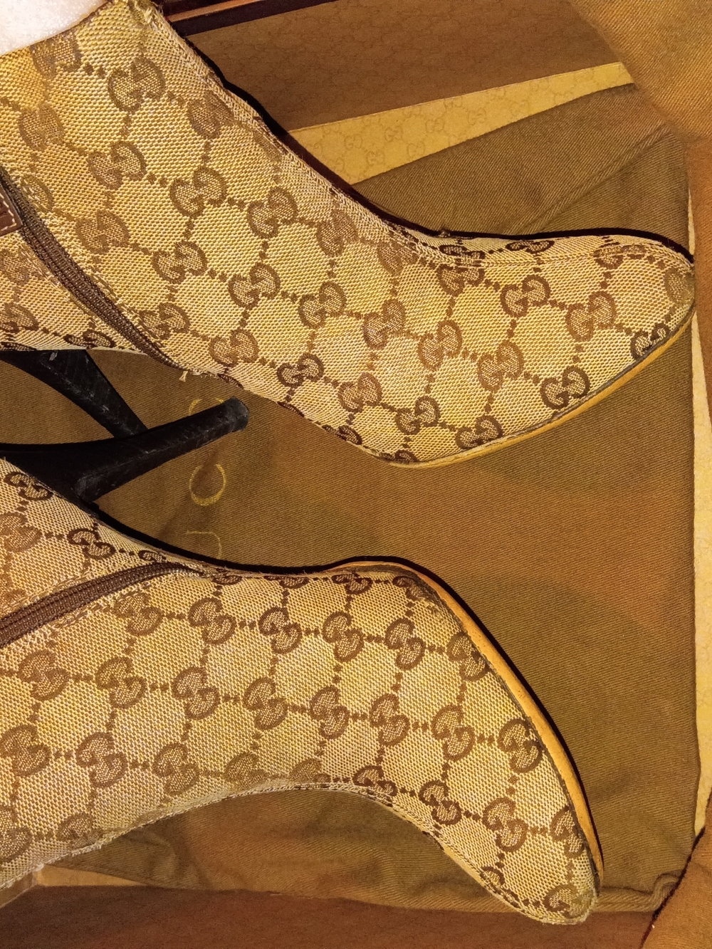 Gucci Beige/Brown GG Monogram Ankle Boots - Women's
